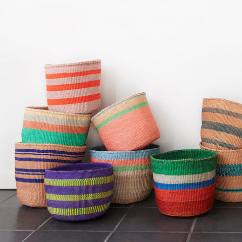 Purple and Orange/Pink Striped Basket