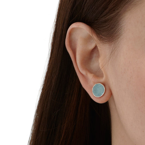 Soft Grey Silk Scarf + Silver Aquamarine Studs - Afghanistan