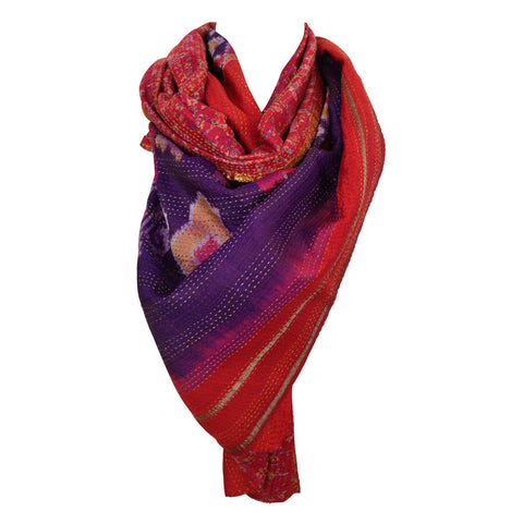 Poppy and Grape Kantha Scarf - India